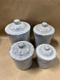 Blue Speckled Stoneware Canister Set - 4 Pieces