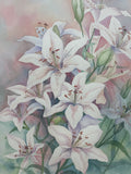 Original Watercolor of Lilies; Signed Calkins