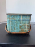 Blue Vintage Metal Picnic Basket