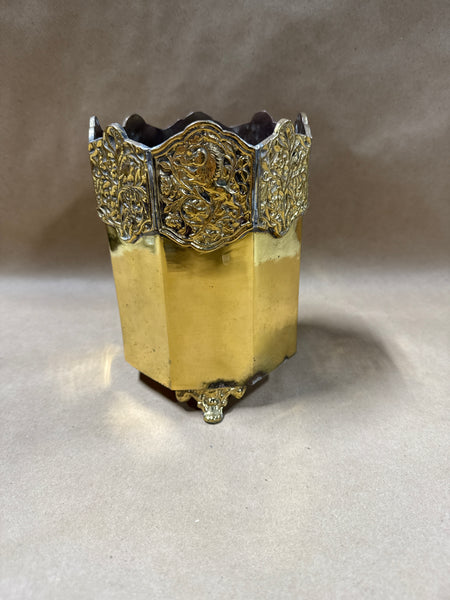 (B) Heavy Ornate Footed Brass Planter
