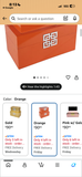 Pair of Galt International Orange Enamel Storage Boxes with Geometric Accent