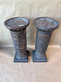 Antique Style Pillar Candle Holders - Pair