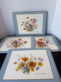 North American Wildflowers Cork Back Pimpernel Placemats With Box - Set Of 4