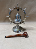 Silver And Brass Desk Top Bell With Wooden Mallet