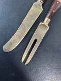 Pair of Vintage Siam Thailand Buddha Teak & Nickel Bronze Flatware