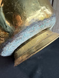 Large Brass Planter With Lion Head Handles AS IS