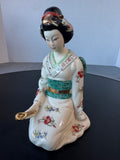 Japanese Porcelain Geisha Figurine with Floral Kimono