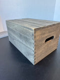 Rustic Weathered Gray Wooden Lidded Storage Crate