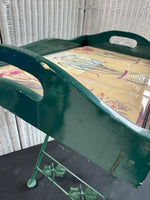 Green 2-Piece Metal & Wooden Tile Top Tray Table