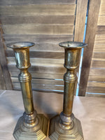 Pair Of Tall Brass Candle Stick Holders