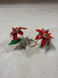Bovano Of Chesire Red Poinsettias Vitreous Enamel On Copper Candle Bobeche Ring // 2 Available // *** Priced Individually ****