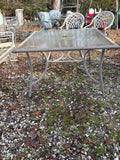 Square Aluminum Patio Table W/Glass Top