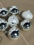 12 pc Glass Ornament Lot, Silver and White