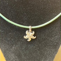Small Silver Tone Starfish on Blue Necklace