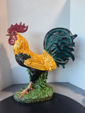 2FT Blue Sky XL Majolica Ceramic Rooster