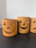 4-Piece Terracotta Jack O’ Lantern Candle Luminaries in Box