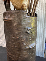 Michael Aram Oxidized Copper Bronze Tree Branch Vase with Paper & Wood Florals