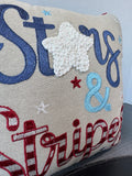 Stars & Stripes Embroidered Throw Pillow