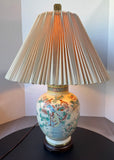 Asian Inspired Floral Birds Porcelain Vase Lamp (WORKS)