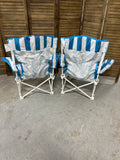 Shakespeare Pair of Blue & White Low Sitting Camp Chairs