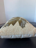 Bead Embroidered Fall Leaf Throw Pillow