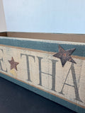 Give Thanks Primitive Style Wooden Planter or Storage Box with Leather Handles