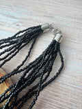 Multi-Strand Black Beaded Necklace