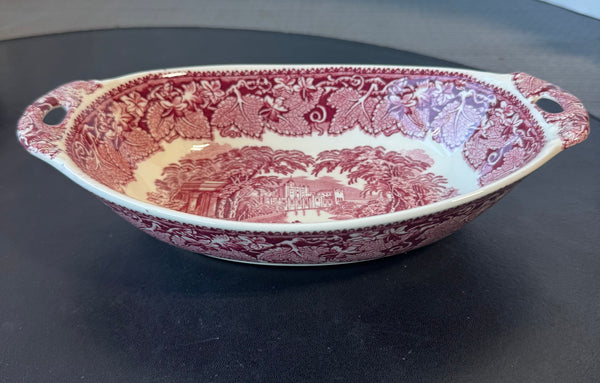 (JJ) Mason’s England Vista Pink China Double Handled Oval Vegetable Bowl