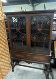 Antique Glass Front Cabinet with Drawer***HEAVY ITEM***READ DETAILS ON PICK UP POLICY***