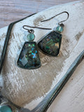 Mixit Vintage Abalone Silver Tone Necklace & Earrings Set with Mint Green Accent Stones