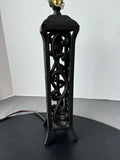 Heavyweight Black Metal Scroll Tower Table Lamp (WORKS)