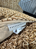 Pair of Pottery Barn XL Crocheted Jute Feather Throw Pillows