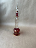 Gold And Ruby Red Swirl Glass Perfume Bottle (C)