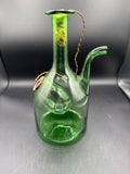 Italian Green Blown Glass Ice Chiller Decanter With Straw Stoppers