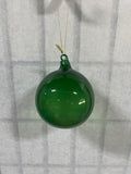 Transparent Emerald Green Hand Blown Glass Ornament, 4" diameter (A), 3 Available, PRICED INDIVIDUALLY