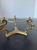 Green Marble Sphere on Vintage Brass Dragon Stand