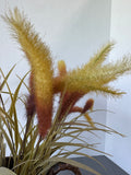 Hammered Metal Pitcher with Artificial Cattails
