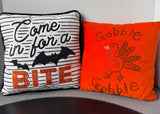 Pair of Fall Holiday Rhinestone Accented Throw Pillows