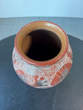 Handcrafted Nicaraguan Terracotta Sgraffito Frog Pottery Vase