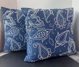 Pair of Navy & White Paisley Embellished Throw Pillows