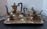 5-Piece Vintage Silver Plate Tea Set with WM Rogers Evandale Tray