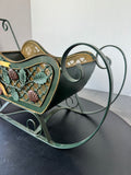Green Metal Scroll Decorative Sleigh