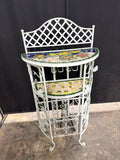 Outdoor White Metal Mosaic Wine Rack Bar Console Table