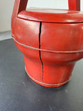 Red Lacquered Vintage Chinese Wooden Water Bucket