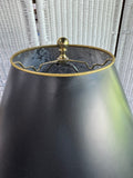Blue Metal Tole Painted Tea Canister Lamp with Black Shade (WORKS)