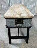 Rustic Farmhouse Galvanized Tin Accented Suitcase Bench