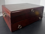 Reed & Barton Cherry Wooden Flatware Storage Chest with Drawer and Tarnish-Free Interior