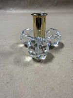 Pair Of Silver Plate And Gold Plate Candle Holders With Footed Crystals Balls