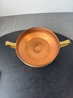 Manning Bowman #260 Vintage Copper Pedestal Bowl with Brass Handles