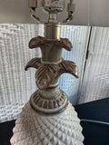 Pair of Neutral Glazed Pineapple Table Lamps (WORKS)